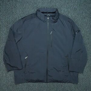 Tumi Jacket Mens XXL Gray Blue Tech Full Zip Pockets Hooded Lined 2XL